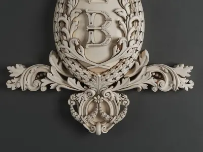 Monogram ornate wall plaque with letter b 3D model