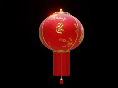 Realistic Chinese Lantern 2 Low-poly 3D model