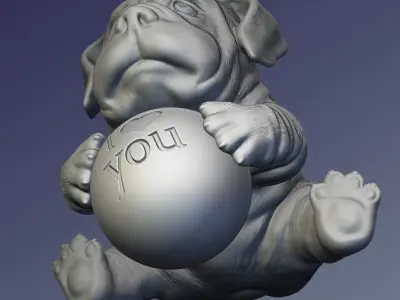 The puppy with a ball 3D print model