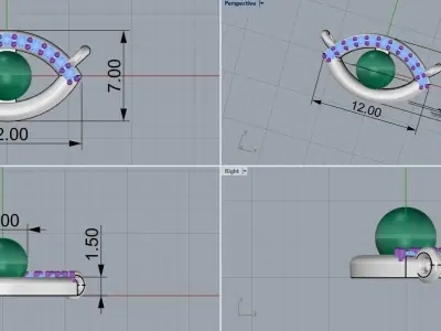 Eye pendant with pearl 3D print model