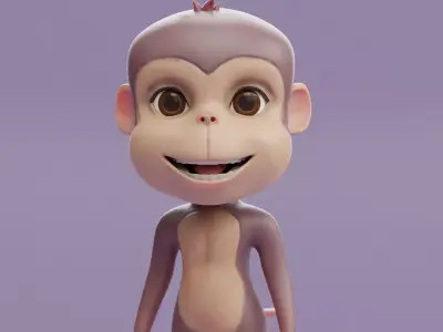 Cartoon Monkey Rigged and Animated Low-poly 3D model