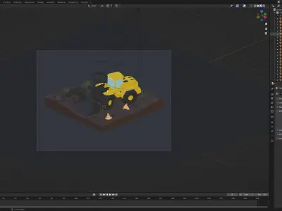 Isometric Vehicles Excavator  Low-poly 3D model