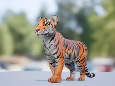 Realistic Tiger Low-poly 3D model