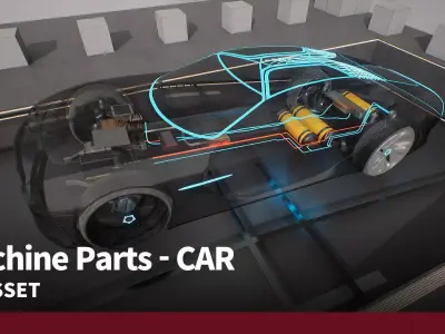 Machine Parts - CAR Low-poly 3D model