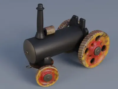 Tracktor toy Low-poly 3D model