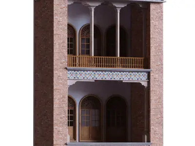 islamic exterior facade element set 816 Low-poly 3D model