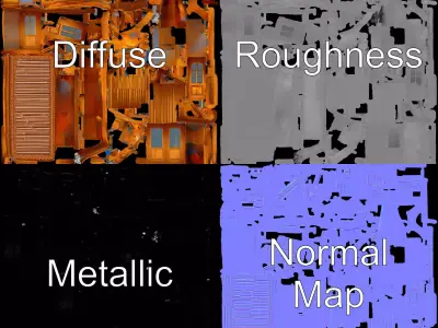 Rustic Wooden Balcony model pack Low-poly 3D model