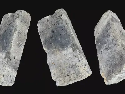 Realistic broken grey brick 3d scan in highpoly 3D model