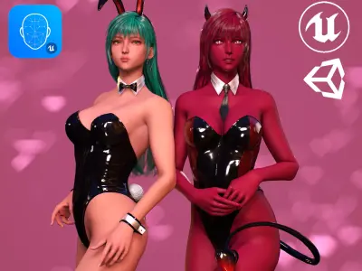 Devil Bunny-Cute Anime Demon Daemon Satan StylizedCharacter Girl Low-poly 3D model