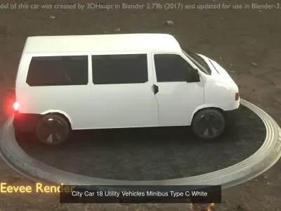 City Cars All Types A B C D E White 3D Model Collection