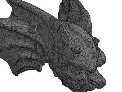 Detailed Gothic Gargoyle Head Statue Low-poly 3D model