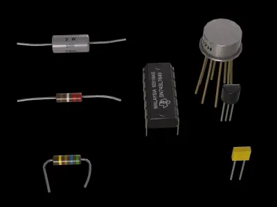 Electrical Components Low-poly 3D model