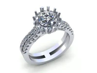 Tow Row Pav Wedding Ring 397 3D print model