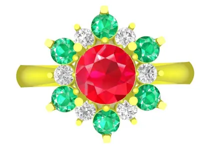 Luxury Floral Cluster Gemstone Ring  4867 3D print model