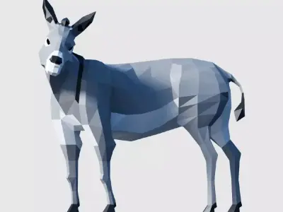 Donkey in low polygons Low-poly 3D model