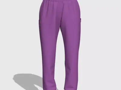 Lilac fleece sweatpants with elastic band  3D model