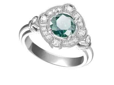 Solitaire Engagement Art Deco Ring 3D print model get