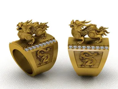 Luxury Dragon Ring 3D print model 3D print model