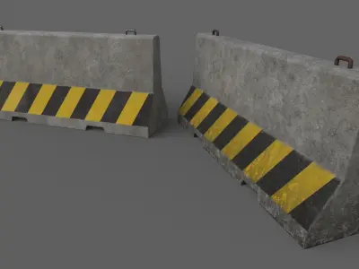 PBR Concrete Barrier V3 Low-poly 3D model