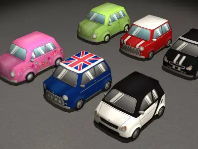 Cartoon Cars pack 4 Low-poly 3D model