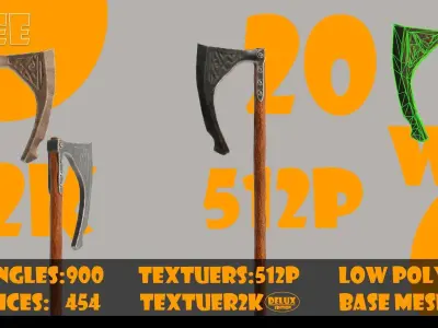 Axe collection-game assets-vol 02-2 model free Free low-poly 3D model