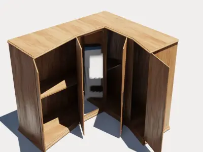 Wood cabinet complete textures and materials  Low-poly 3D model