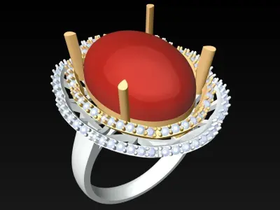 Oval Stone Ring - Womens  Rings - N326356 3D print model