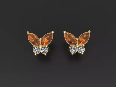 Butterfly Stud Earrings 3D print model