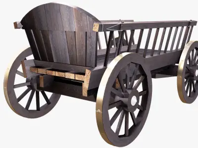 Wooden Cart 3D Low-poly 3D model