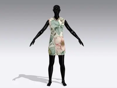 Woman Cloth Dress Low-poly 3D model 8