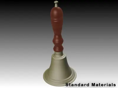 Handbell brass bell with wooden handle 3D model