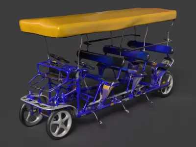 Blue surrey bike figure  Low-poly 3D model