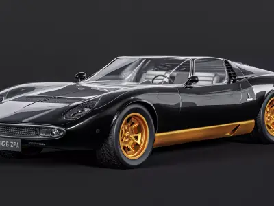 The First Super Car - Black and Gold Special Edition Low-poly 3D model