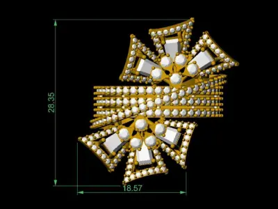 Starburst Cluster  GOLD Ring Set in Yellow Gold 3D print model