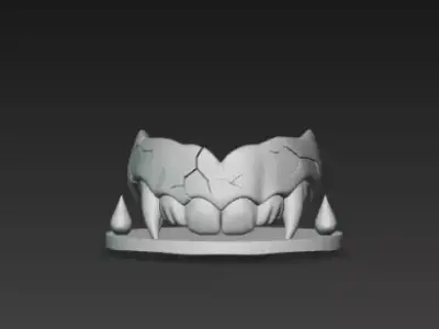 Gray Vampire Fangs 3D Model Realistic Halloween Prop 3D print model