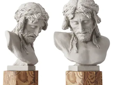 Christ bust sculpture Low-poly 3D model