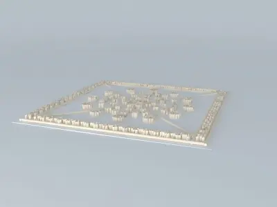 False ceiling with bamboo 3D model