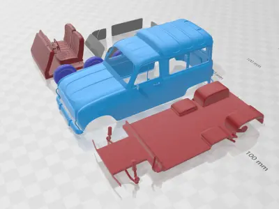 Renault 4 F4 1974 - Separate Parts STL Model 3D print model