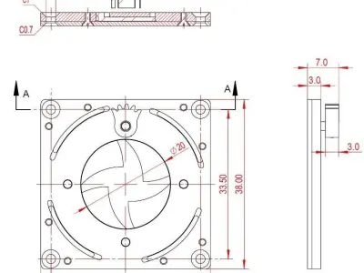 D20T3B4TY1-industrial mechanical shutter design CNC machining 3D print model