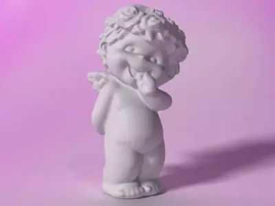 Little Angel stylized statuette Low-poly 3D model
