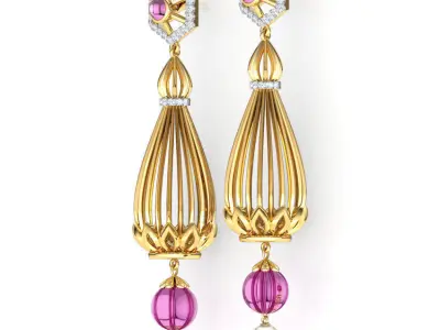 Long Pillar Drop Earrings 3D print model