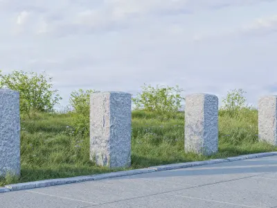 Granite Stone Bollard Photoscan 3D model