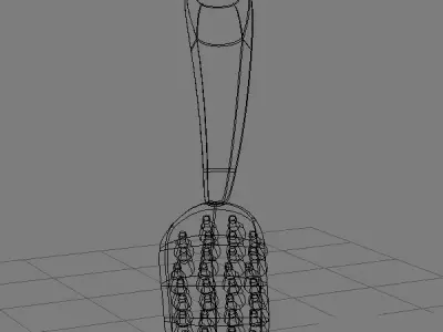 Brush wooden with bristles 3D model