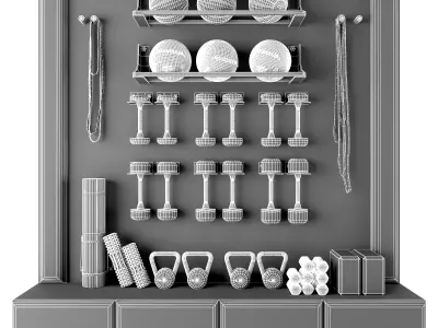 Home Gym Yoga Fitness Decoration Set 047 3D model
