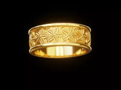 Free Floral Gold Ring 3D Model STL Download Free 3D print model