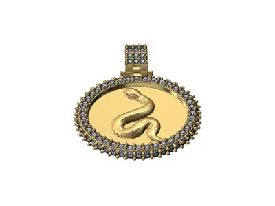 Iced snake diamond pendant with bail 3D print model
