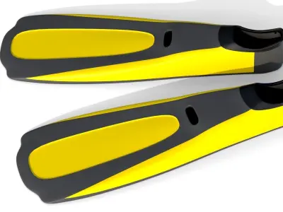 Dive Flippers Yellow Low-poly 3D model