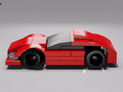 Custom Lego Car Game-ready Low-poly 3D model