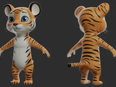 Tiger Cartoon Low-poly 3D model