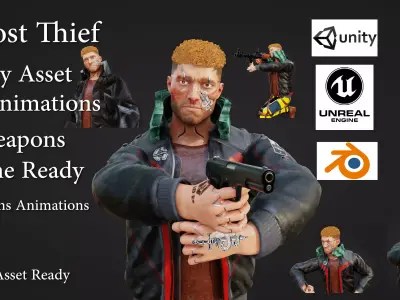 Ghost Thief Game Character Asset Low-poly 3D model